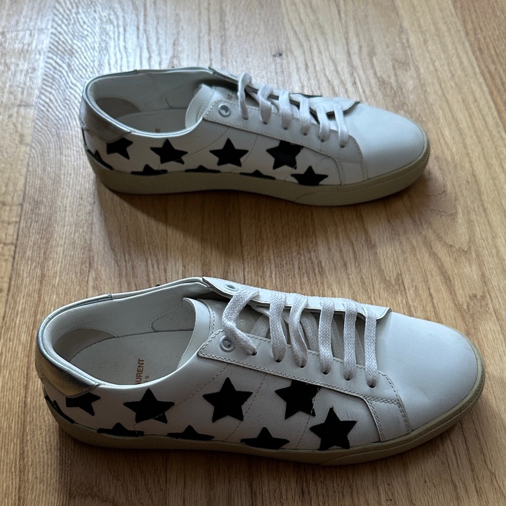 Saint Laurent White and Black Star Sneakers - Picture 5 of 5